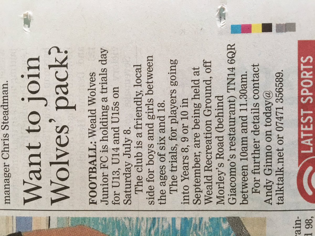 Calling all Wolves for trials day 8th July!! #football #wealdwolves <a href="/7OaksChronicle/">KentLive Sevenoaks</a>