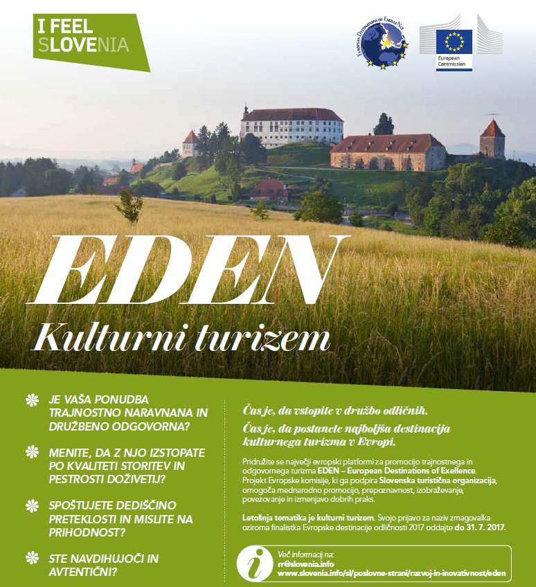 tourism_slo's tweet photo. Postanite najboljša destinacija kulturnega turizma v Evropi. Prijavite se na razpis EDEN 2017. https://t.co/76gVjeuPUb #EDEN2017 https://t.co/Nwx2ixKrGY