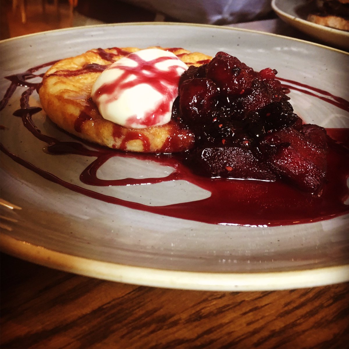 AperoLondon's tweet photo. New dish on our breakfast menu - ricotta pancake with Yorkshire rhubarb and vanilla compote! #newdish #yum #breakfast #london #southken https://t.co/lCGCKcJR03
