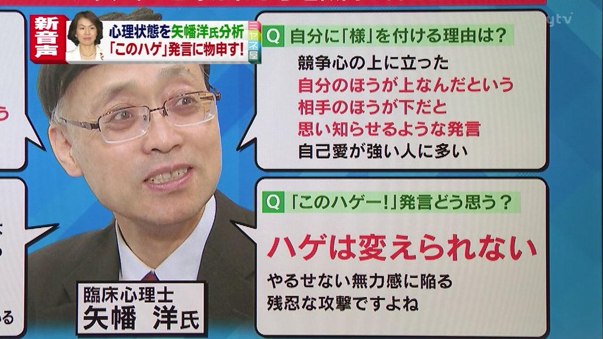 まやや 充実 2ちゃんで拾った画像 フジグッディが豊田真由子問題で臨床心理士の矢幡洋氏に このハゲー 発言どう思う