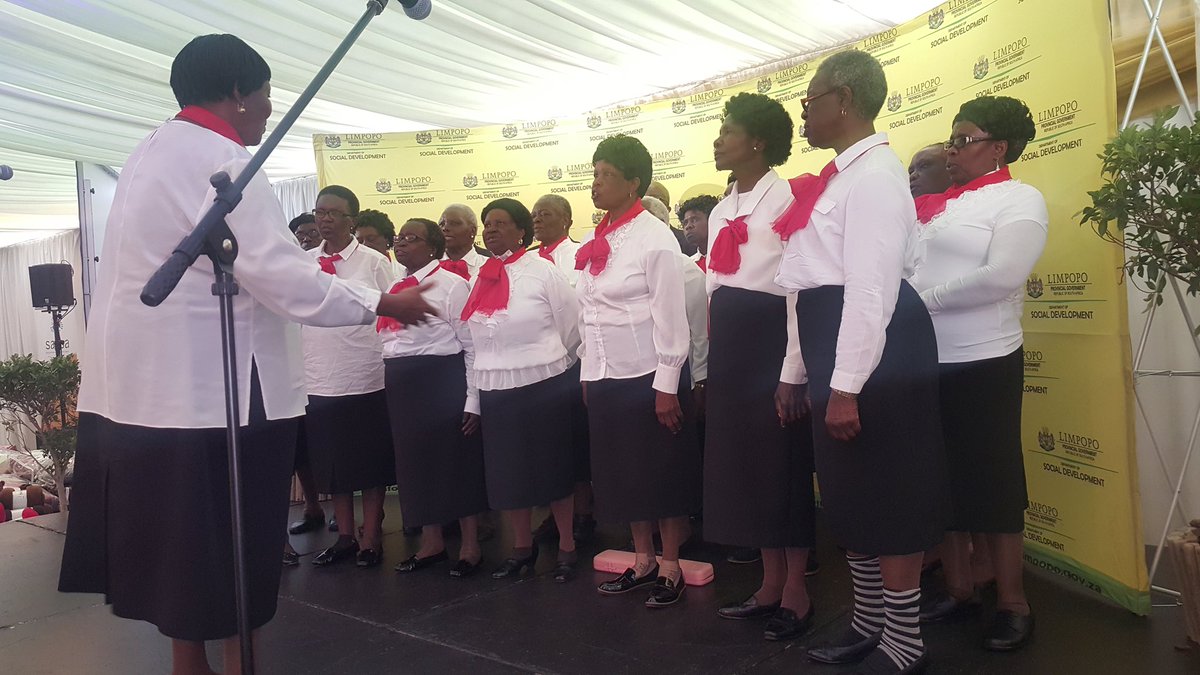 limpopoDSD's tweet photo. Vhembe District's Older Persons compete for the title of Provincial Champs 2016. #CentenaryCelebrations #ChoirCompetition https://t.co/PMQnxCxkyO