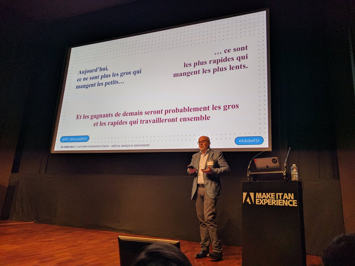 romaincollet's tweet photo. Ce ne sont pas les + gros qui mangent les + petits, ce sont les + rapides et les + agiles #AdobeFSI @PPC @groupbpce @StationF #FrenchTech https://t.co/Lkys8zP4rW