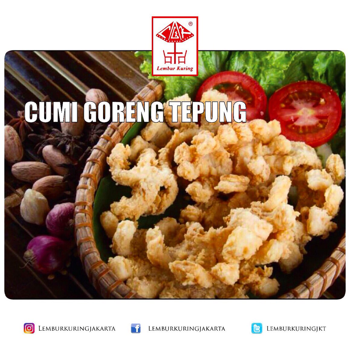 Nikmati kelezatan CUMI GORENG TEPUNG kami! Hanya di Lembur Kuring! .
.
Dan jangan lupa Diskon 10% hanya sampai 31 Juli 2017! ( SnK berlaku )