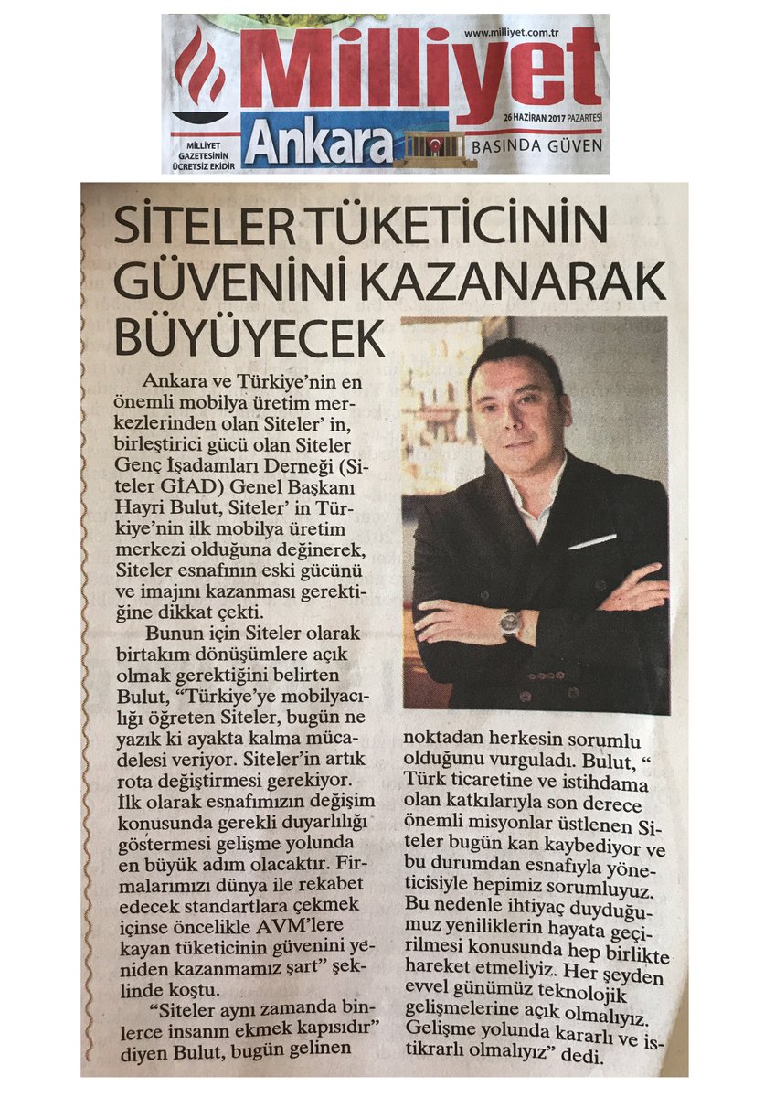 sitelergiad's tweet photo. SİTELER GİAD Başkanı Hayri Bulut : "Siteler tüketicinin güvenini kazanarak büyüyecek." https://t.co/XS47XNuEVm