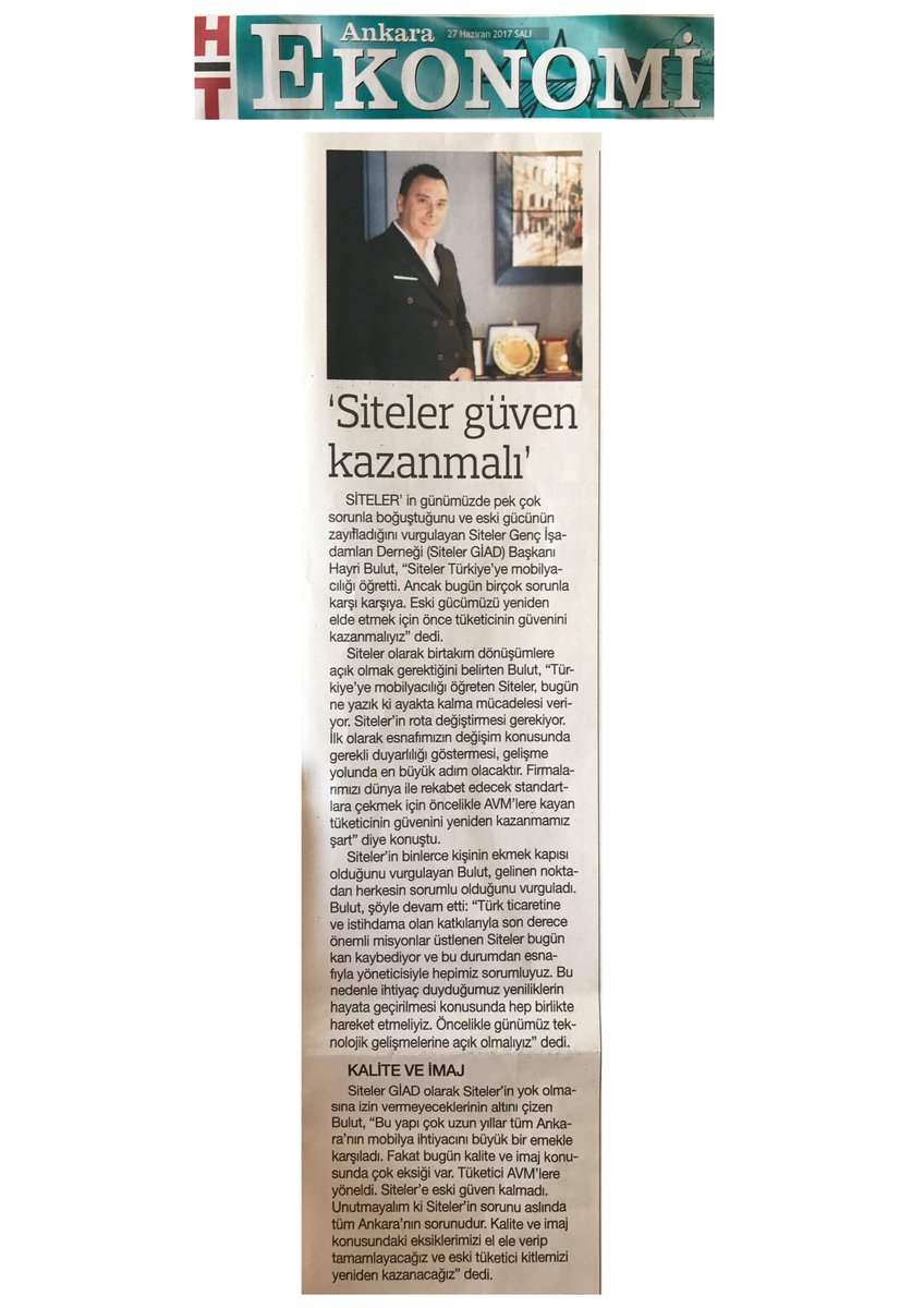 sitelergiad's tweet photo. SİTELER GİAD Başkanı Hayri Bulut : "Siteler tüketicinin güvenini kazanarak büyüyecek." https://t.co/XS47XNuEVm