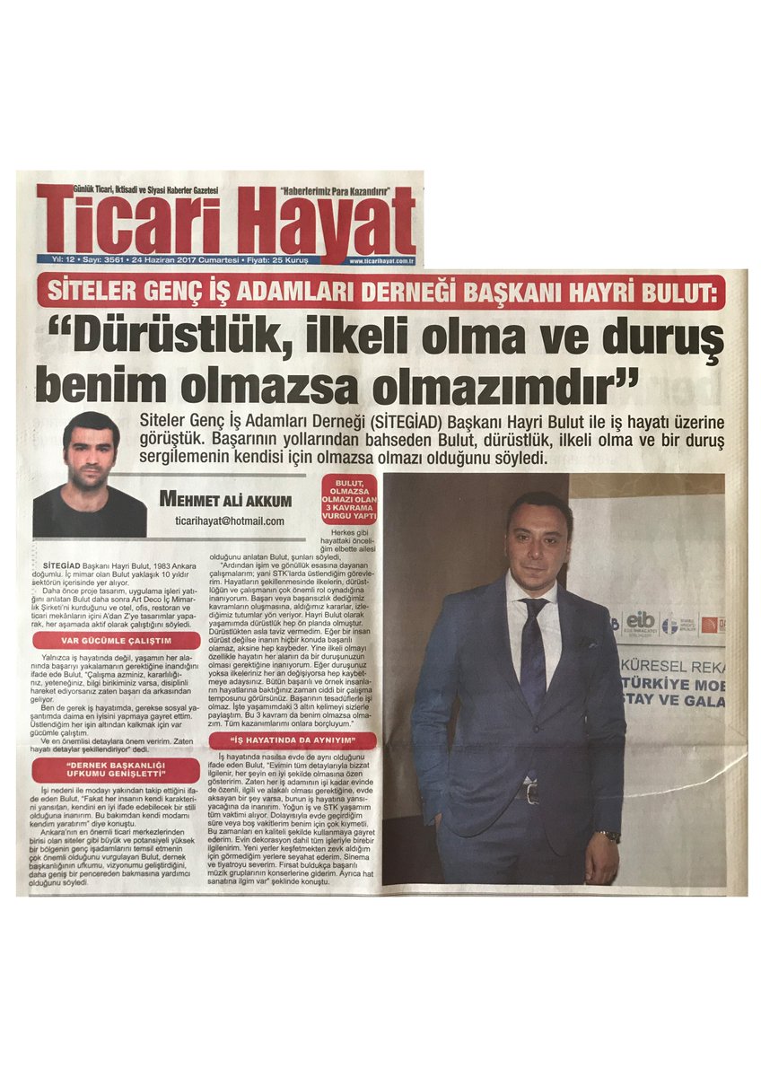 sitelergiad's tweet photo. SİTELER GİAD Başkanı Hayri Bulut: "Dürüstlük, ilkeli olma ve duruş benim olmazsa olmazımdır" https://t.co/n02bQIzfM1