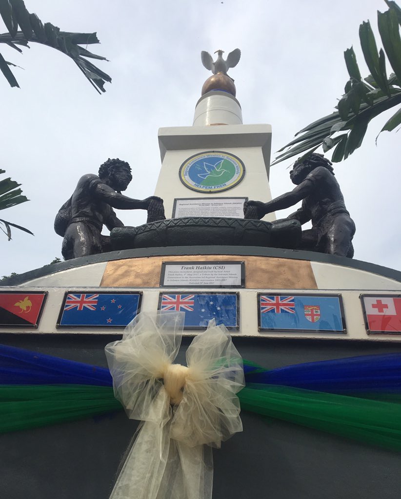 ForumSEC's tweet photo. Dedicating the #RAMSI peace monument this afternoon as part of the #FarewellRAMSI celebrations. #PacificRegionalism #HelpemFren https://t.co/hYm8AkfVuo