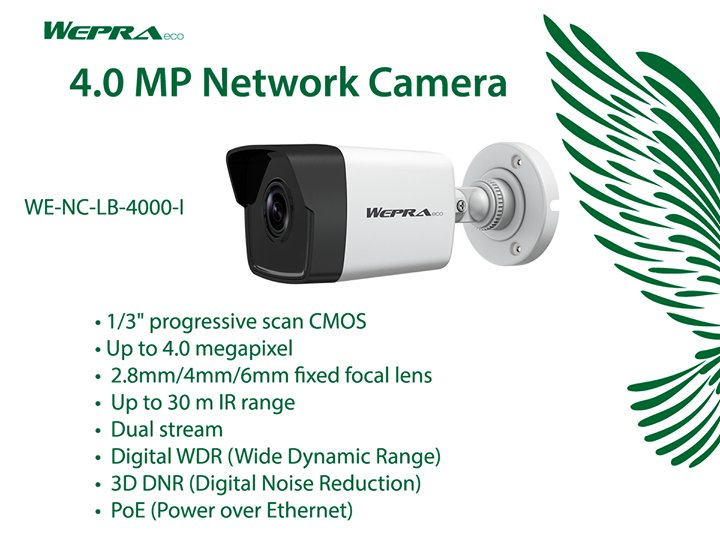 WEPRAproducts's tweet photo. 4.0 MP Network Camera  
WE-NC-LB-4000-I
#WEPRAeco
#Security
#HD https://t.co/0kfA333yP2
