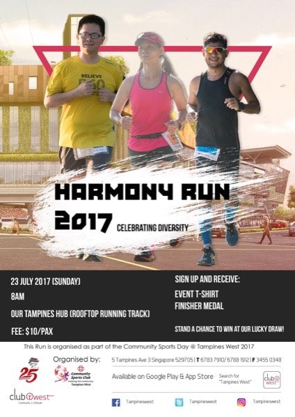 OneRunSG's tweet image. Join the community@Harmony Run 2017, as part of the Community Sports Day @Tampines West 2017. #harmonyrun
.
Event date: Sunday, 23 July 2017