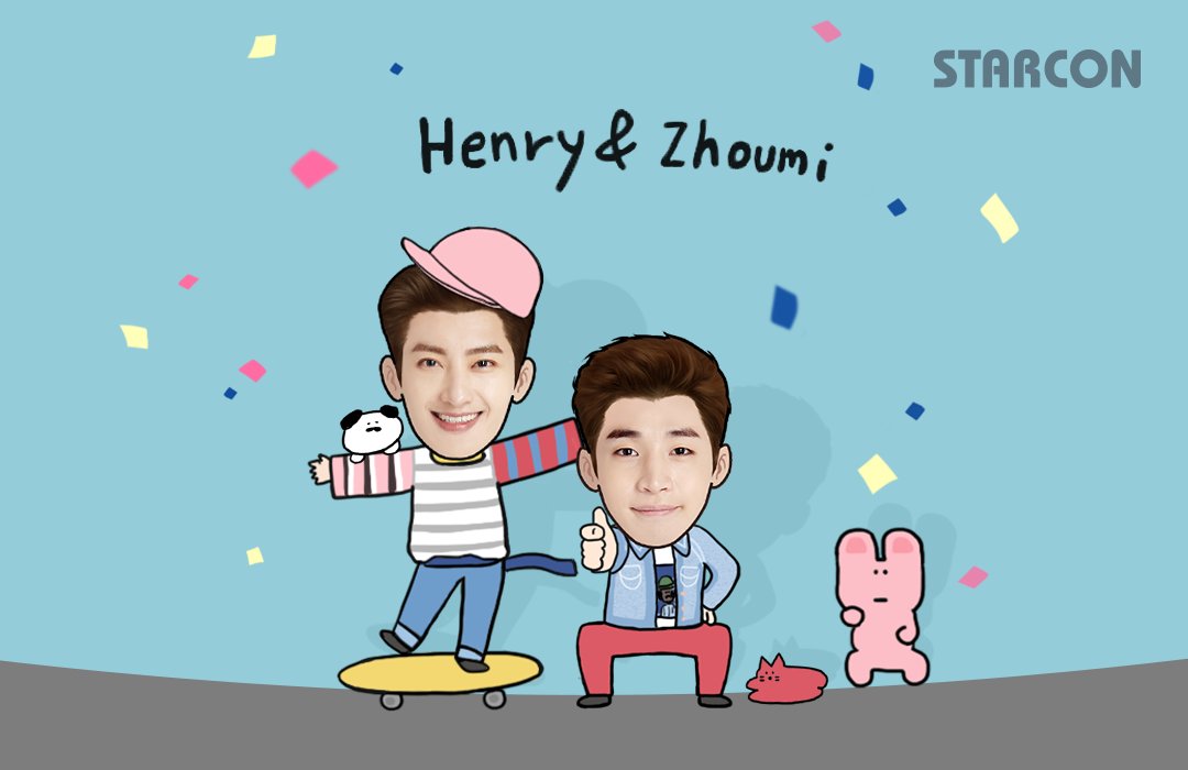 starcon_me's tweet photo. #ヘンリー &amp; #チョウミ のやんちゃスタンプ!
꾸러기 #헨리 #조미 의 톡톡 튀는 이모티콘
Naughty #HENRY &amp; #ZHOUMI enjoyable emojis!
#스타콘  #STARCON : https://t.co/50NAJiYp2C https://t.co/w3DGmA2RxG