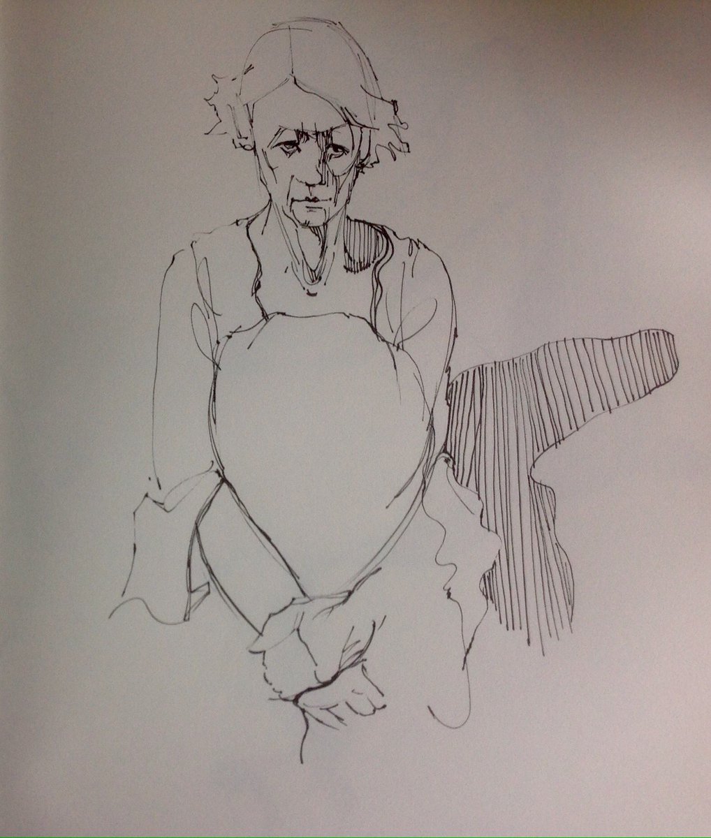 bearprintstudio's tweet image. Sketchbook practice ,pen and ink,@The Doffcocker Inn, the model this week Anna.