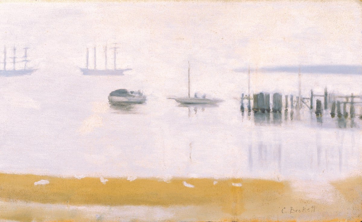 Back on display in the Whitchell gallery at Castlemaine Art Museum, 'Silver Morning (Near Beaumaris)' by Australian artist, Clarice Beckett