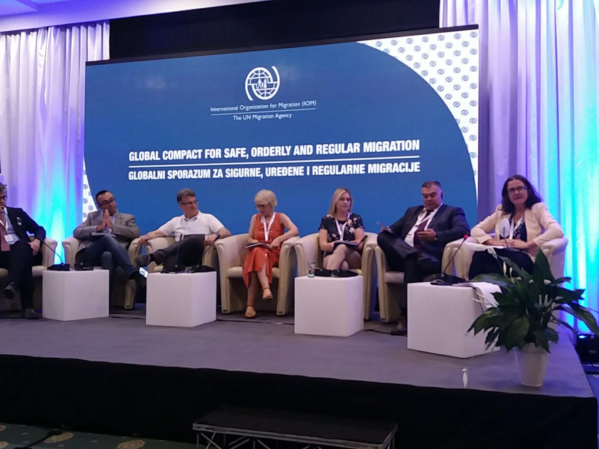 PeterAuweraert's tweet photo. Proud that @UNmigration Sonja Bozinovska who heads #Macedonia office &amp; was key actor in #migration crisis is chairing panel on topic #GCM https://t.co/FcrSGtL8TC