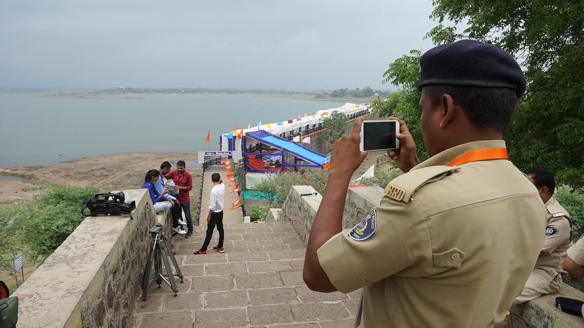 A view of Aji-I dam near Rajkot. PM Modi is to formally welcome Narmada water pumped in this dam through SAUNI pipeline, this evening.