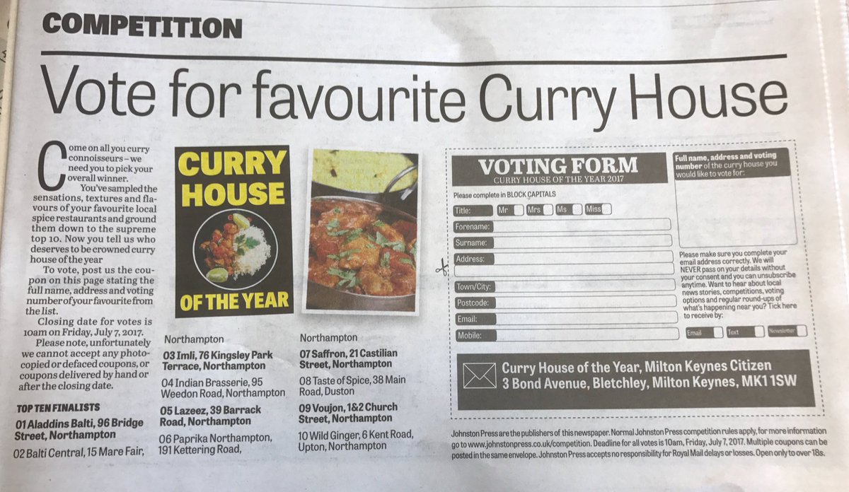 Please vote for us in the @ChronandEcho Curry House of the Year competition. Fill in the form on p49 of this week's paper and #VoteSaffron.