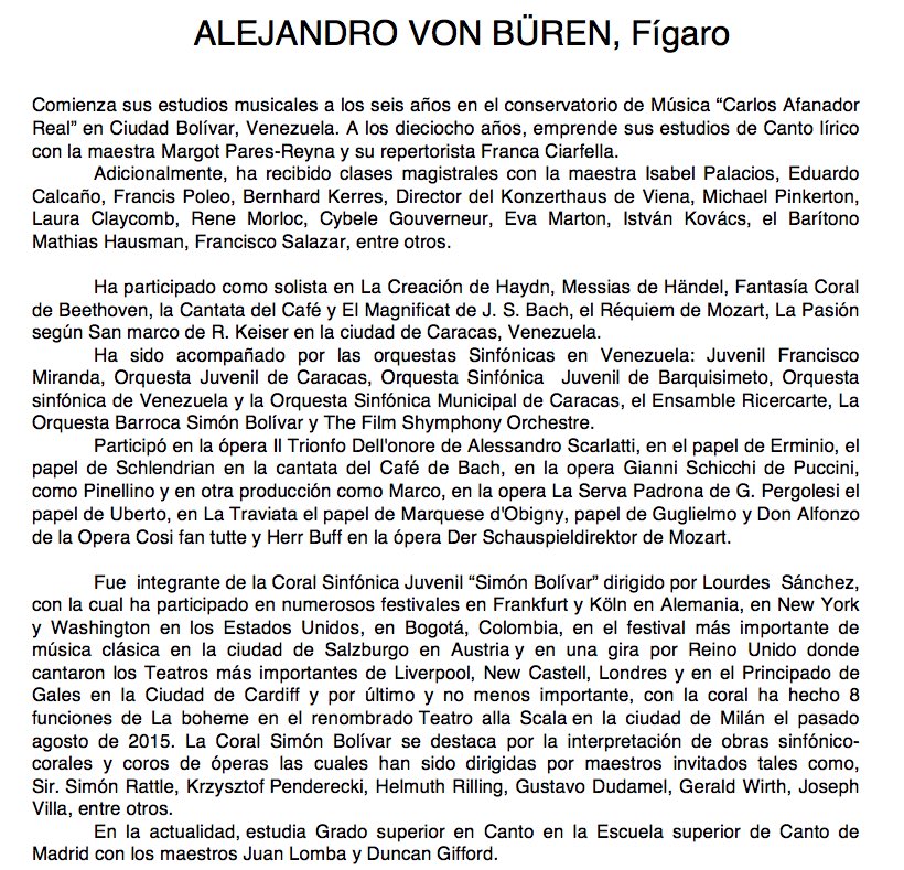 OperaCamaraVlc's tweet photo. Alejandro Von Büren- Figaro https://t.co/7J5RCKvJsl