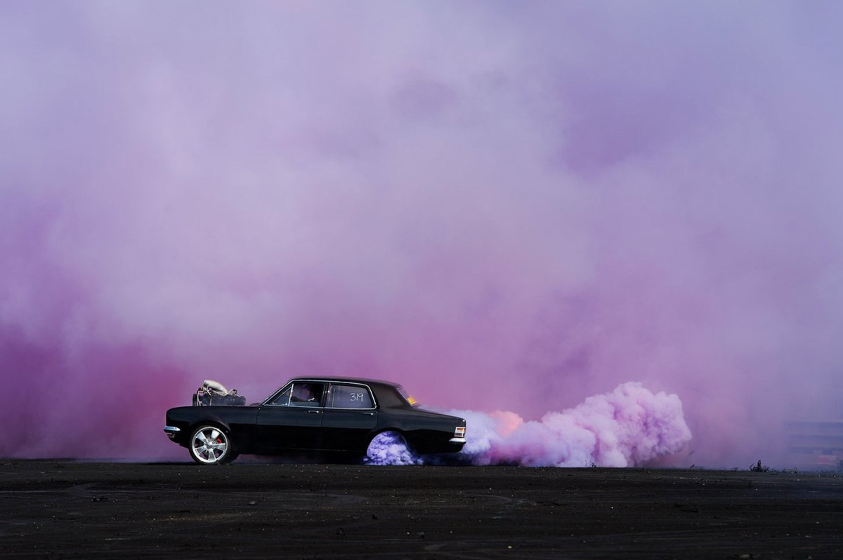 ignantmag's tweet photo. For his 'Burnout' series, Simon Davidson captures cars consumed by colorful plumes of smoke #photography #cars https://t.co/XJVIwKKqM0 https://t.co/DxI9Sr8NTK