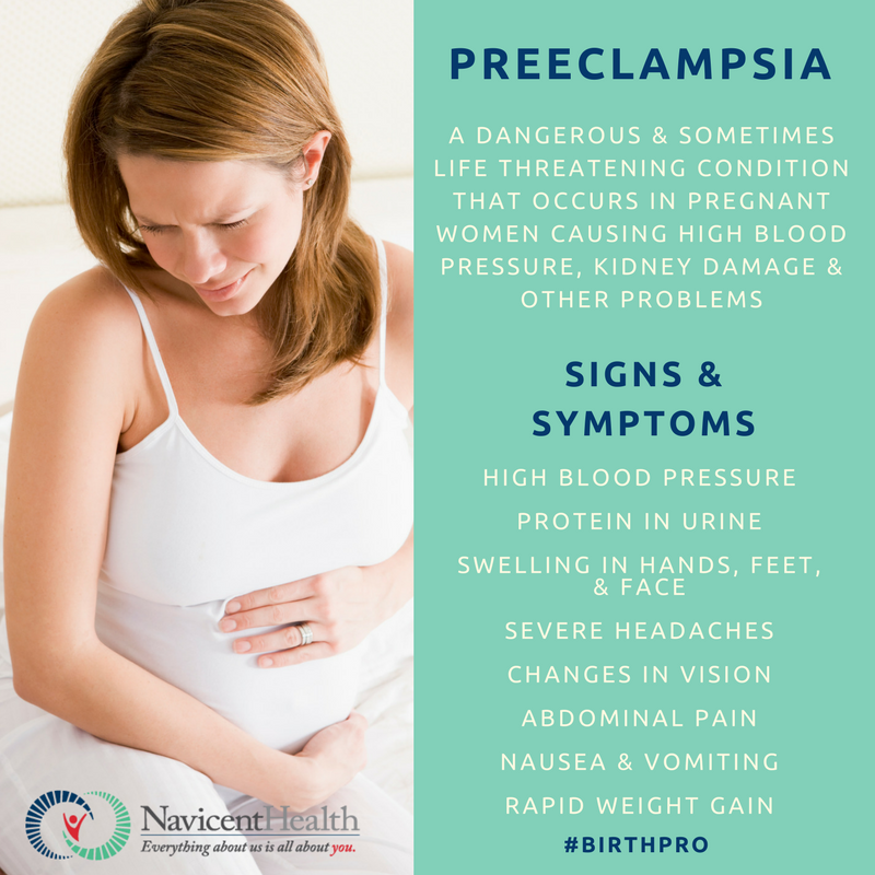 Atrium Health Navicent på Twitter: "3 main symptoms of #preeclampsia:  #highbloodpressure, swelling in hands &amp; feet, &amp; protein in urine.  #maternalhealth https://t.co/AEksuMxj2U https://t.co/HVvTzweexS" / Twitter