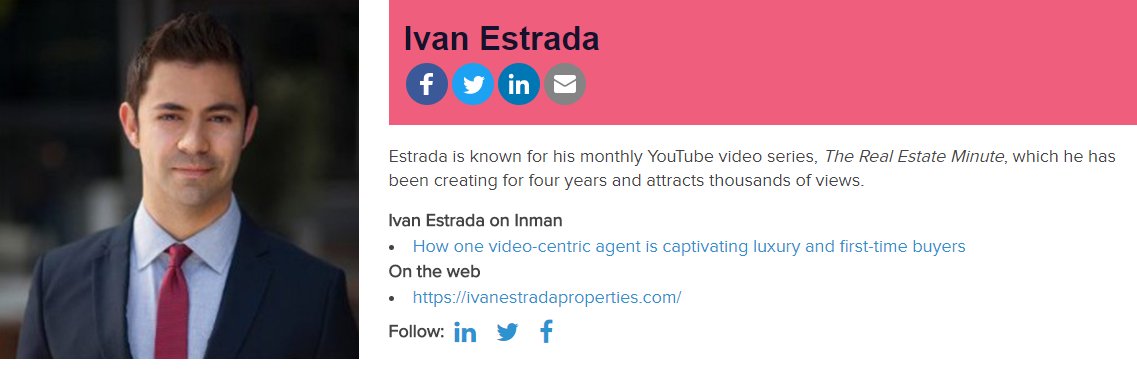 DouglasElliman's tweet photo. Congratulations @IvanEstradaHome! Ivan was recognized as an #InmanInnovator for 2017 by @InmanNews: https://t.co/AbG3SdaCmF https://t.co/A5PRqYaVpA