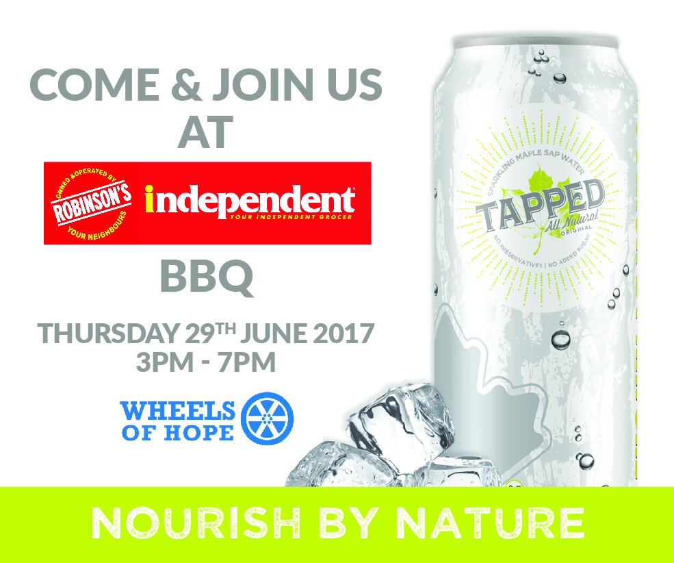 TappedMaple's tweet image. Come to Robinson's Independent Grocery and enjoy a burger and @TappedMaple , in support of the @cancersociety and Wheels of Hope!