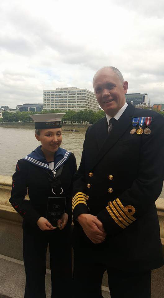 AC Rebecca from York SCC with a proud <a href="/Captain_SCC/">Captain Sea Cadets</a> at the House of Lords Duke of Westminster Awards. :)