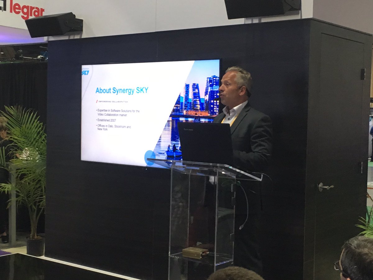 Tolga_Sakman's tweet photo. Vemun Waksvik of @SynergySKY explaining to a standing room how to improve UX in booking and launching calls in multi-vendor environments. https://t.co/g0dxHUIjiZ