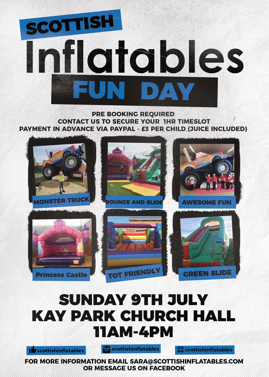 scotinflatables's tweet image. Fun Day spaces:
12-1pm - 2 spaces 1-2pm - 4 spaces ,2-3pm - 4 spaces 
3-4pm - 8 spaces 
#kilmarnock #fun #kids