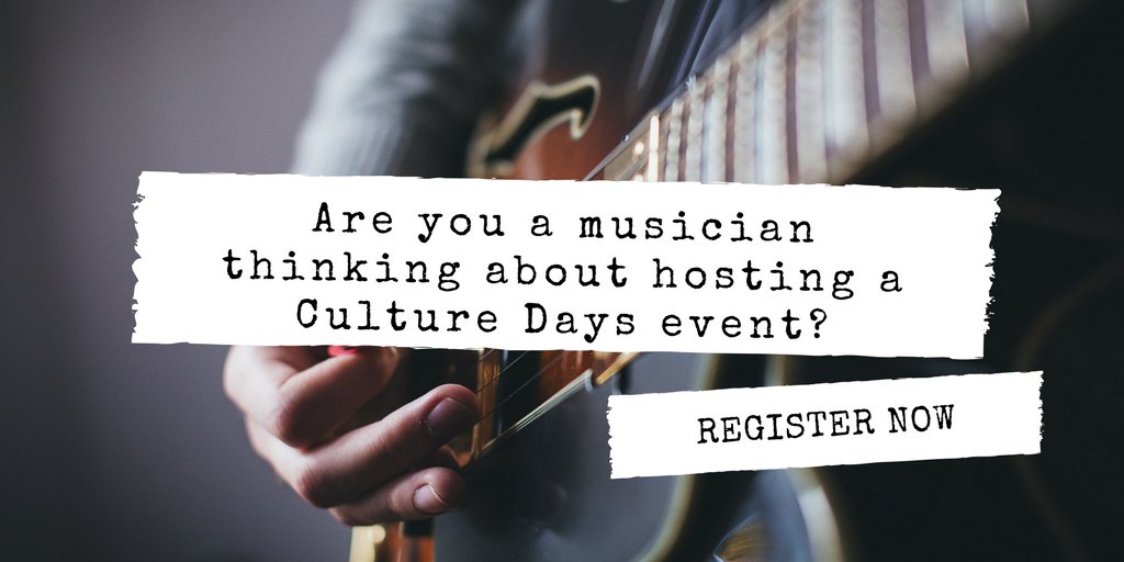Are you a musician thinking about hosting a #culturedays2017 event? Register now: bit.ly/2brKI68