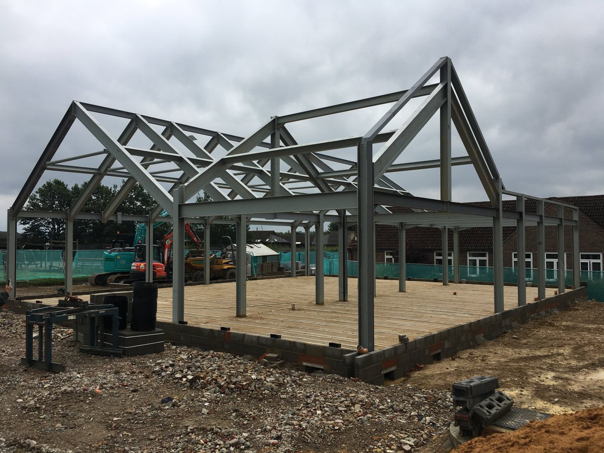 BaileyPartner's tweet image. The Steel frame erected for new classrooms at Edenbridge Primary School, Kent #architecture #projectmanagement #structuralframe