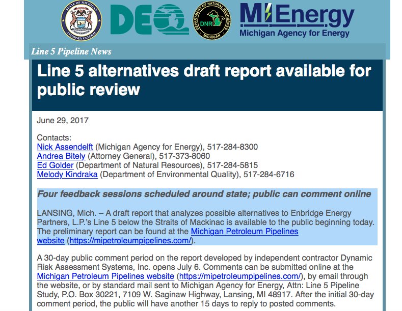 MEGeist's tweet photo. @GreatLakesNow Breaking #LineFivePipeline Alternatives Report Now available to the Public https://t.co/HXtm43k8lf 
From GLB Chief MEG https://t.co/3CNYPsvdaq