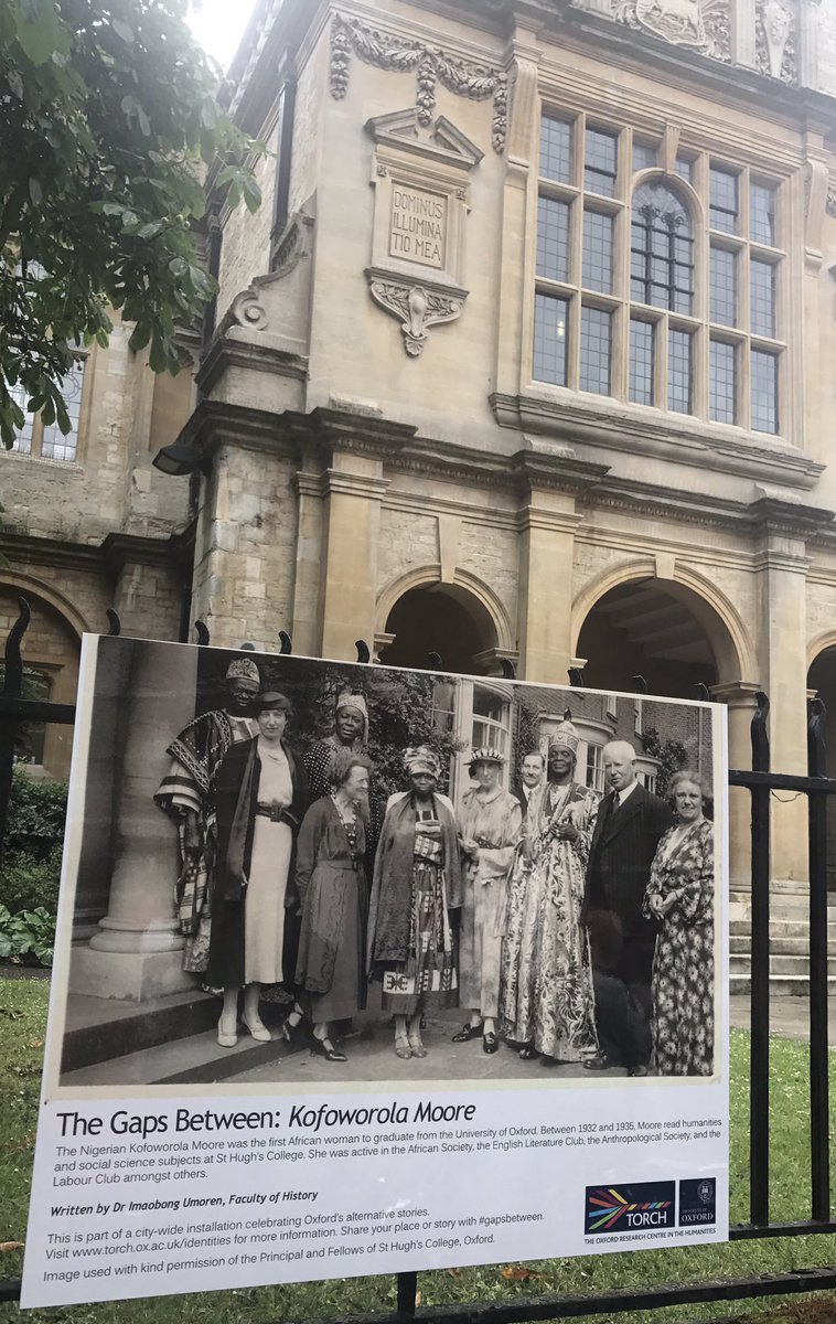 mike_rat's tweet photo. It's great to come across these #GapsBetween displays placed around Oxford - here's info on Kofoworola Moore outside @OxfordHistory faculty https://t.co/ZIGpcQNRPp