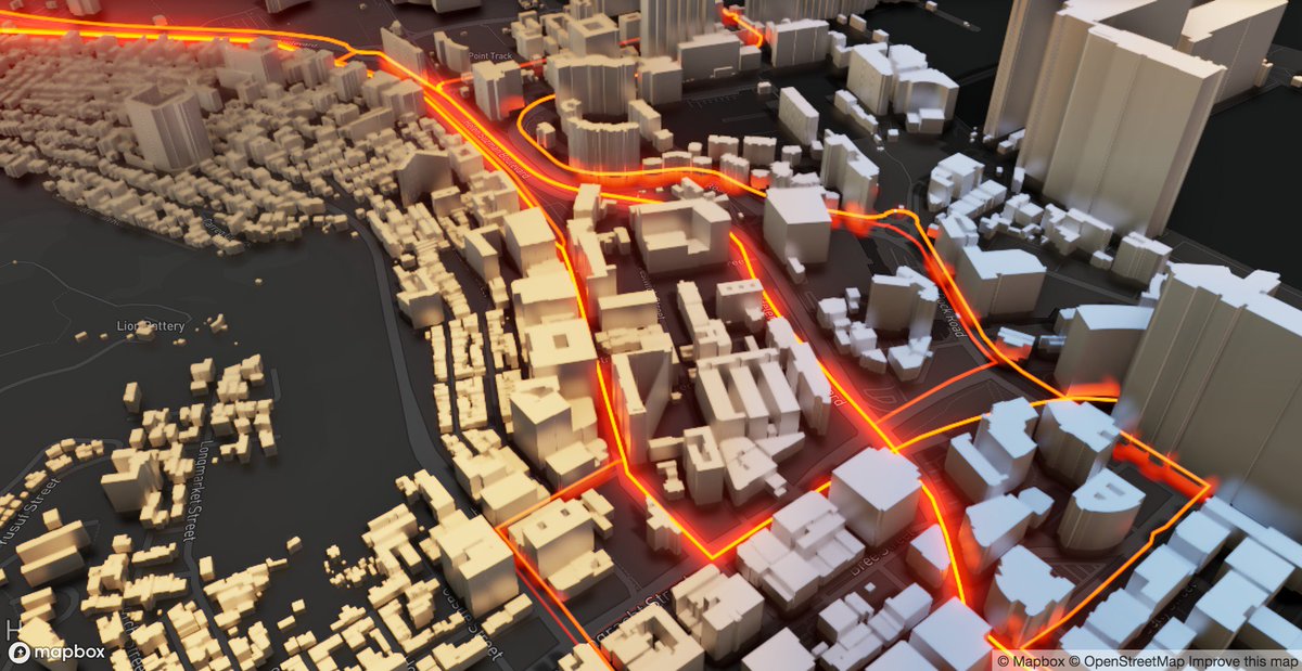 pissang1's tweet image. Metal buildings and glow taxi routes in Cape Town🤣 . #webgl #mapbox #echarts #dataviz