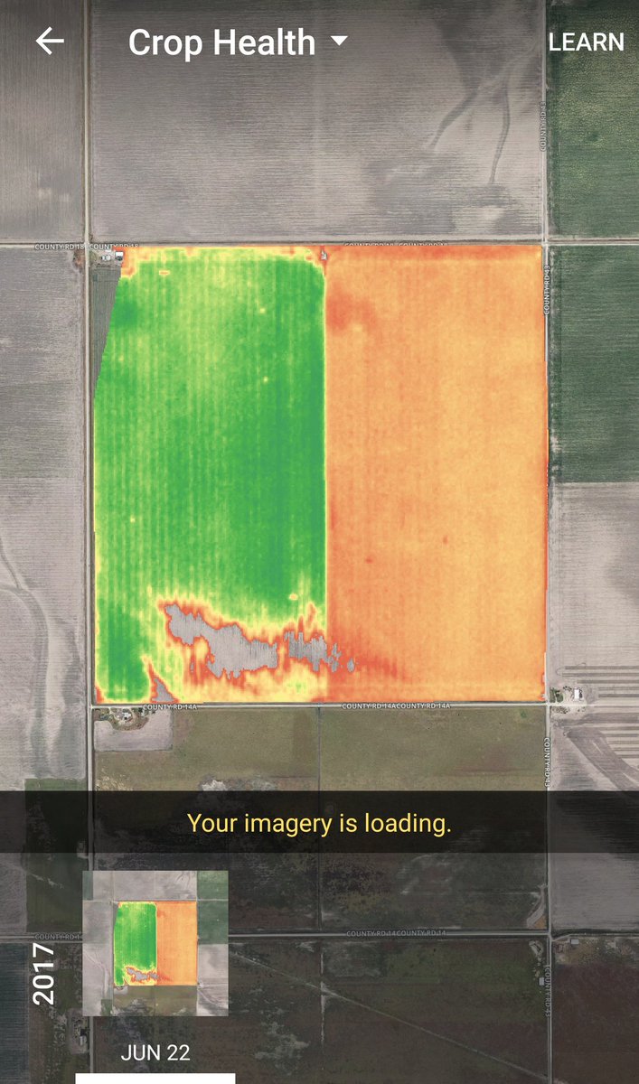 davidocker286's tweet photo. #farmlogs offers one free field crop health image via satellite. Cotton on the left and soon to be harvested milo on right. #coolstuff https://t.co/IVMmKxvgTm