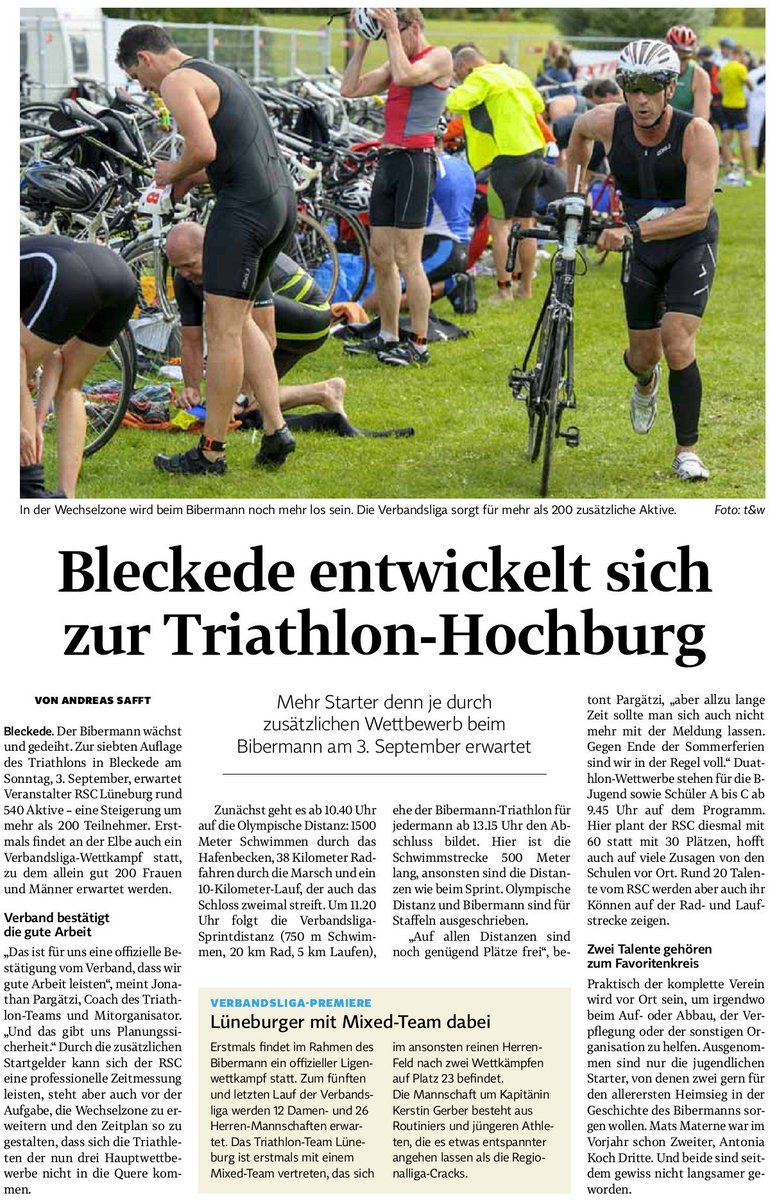 Vorbereicht in der <a href="/lzgezwitscher/">LZ Lüneburg</a> zur 7. Austragung unseres #Bibermann Triathlon in Bleckede: bibermann-triathlon.de/neuigkeiten/pr…