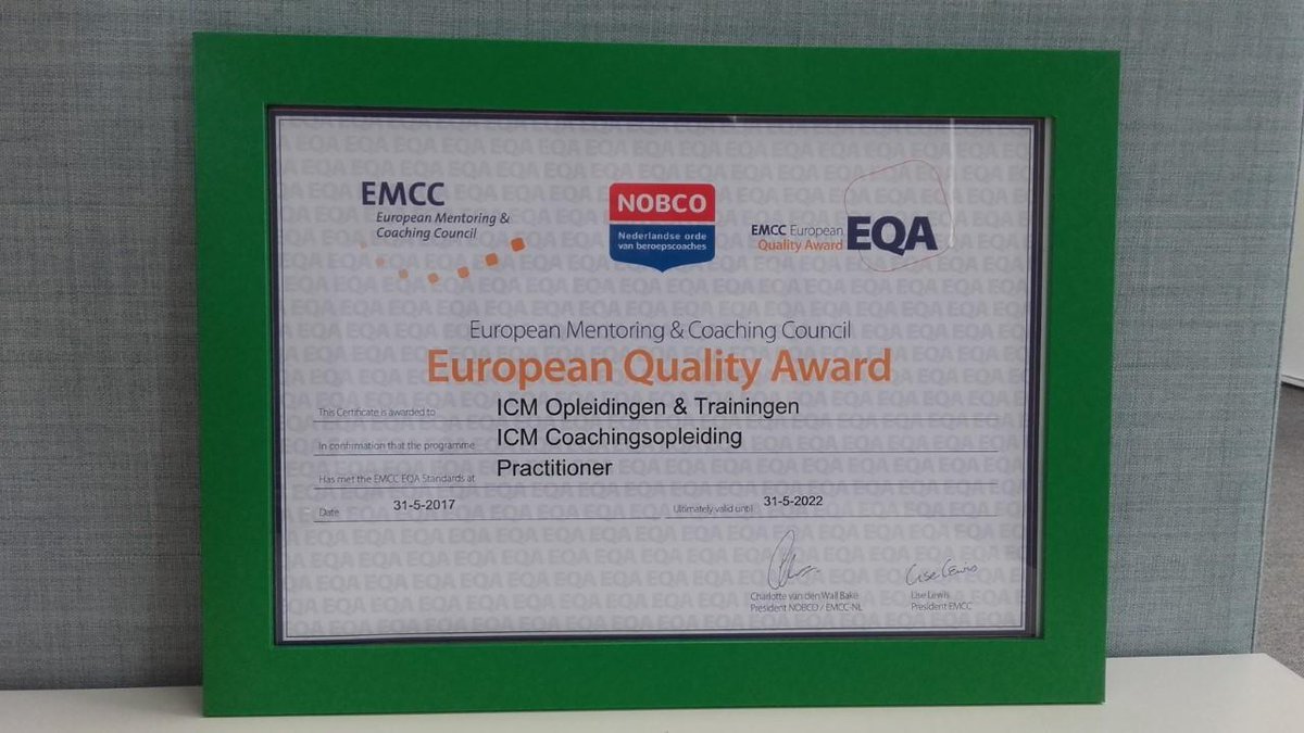 YES! de @icm Coachingsopleiding opnieuw EQA geaccrediteerd op Practitioner niv. Mooie erkenning voor de kwaliteit van de opleiding! @nobco