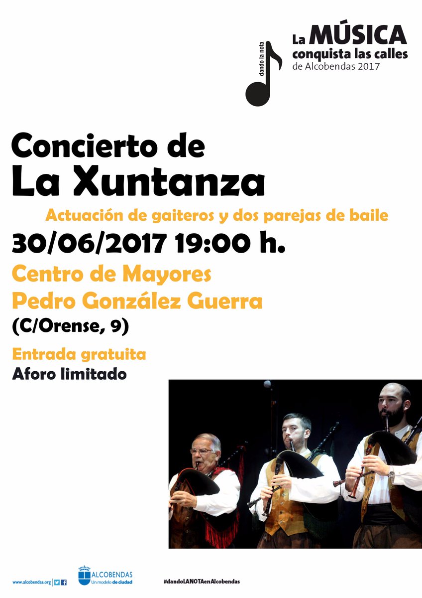 Mañana hay concierto de la <a href="/xuntanza_alcb/">Xuntanza Alcobendas</a> 
#LaMúsicaConquistaLasCalles de #Alcobendas