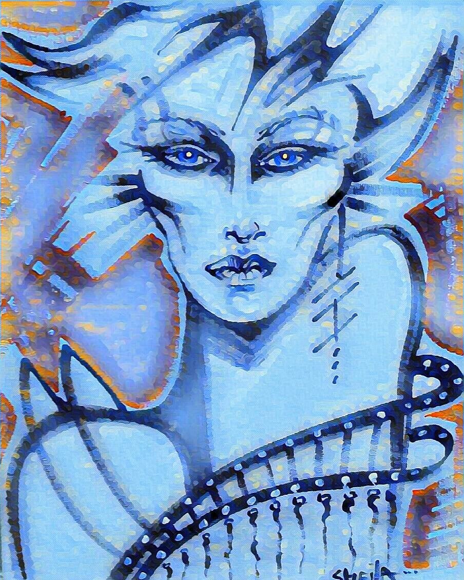 'BLUE CHILD' #acrylicpainting #digitallyenhanced #contemporaryart #80'sstyleart #gallery #fashionart