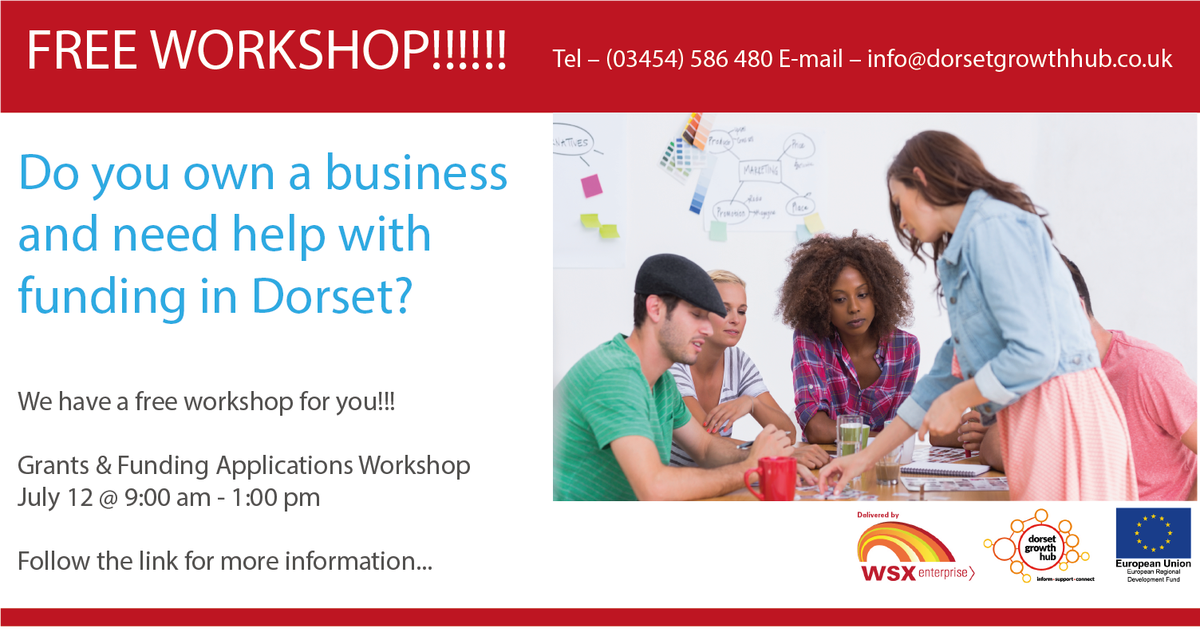 DorsetGrowthHub's tweet photo. https://t.co/ZnATEZFM9Q<<<<WE HAVE A FREE WORKSHOP FOR YOU! come and join us..#businessfunding #helpforsmallbusinesses https://t.co/7ia4aEVDIG