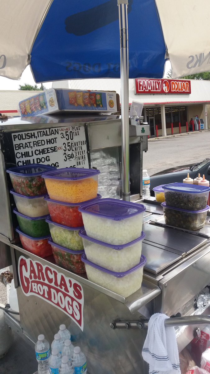 Good morning friends Garcia's Hot Dogs open today from 10:30am to 7:00pm 16and Emerson