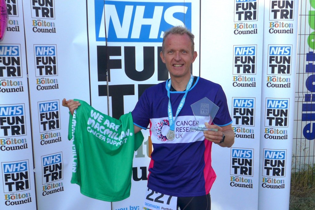 EastLancsNHS's tweet photo. Local Cancer GP @DrNeilCancer won his age group category in the NHS triathlon championships - https://t.co/RQXhVcUkpe @NHSTriathlon https://t.co/eZDoCfXmYx