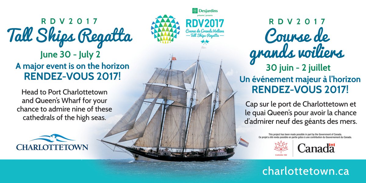The ships taking part in the <a href="/2017RDV/">RDV 2017</a> Tall Ships Regatta begin their Parade of Sails tomorrow 8:50am - 12pm. charlottetown.ca/Canada150.php