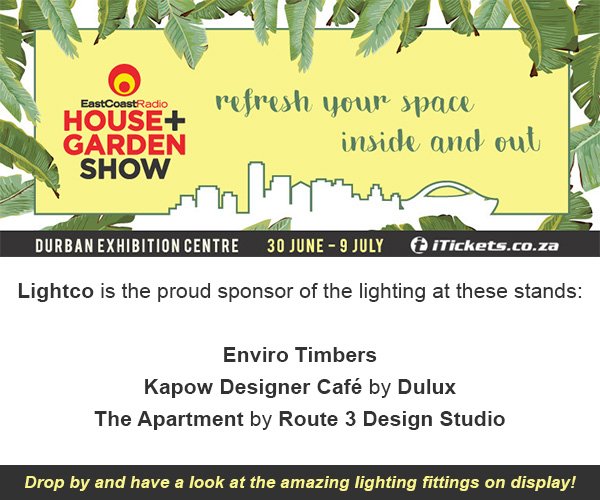LightcoSA's tweet image. ECR House &amp;amp; Garden show starts tomorrow! Drop by and see some of our amazing lighting on display at the below stands #lighting #sponsor