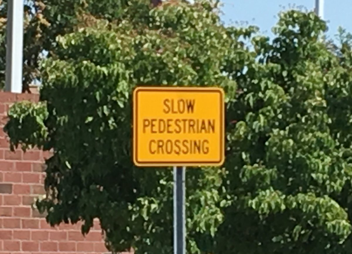 atismael's tweet image. I hate when pedestrians are so slow that they have to put up a sign about it