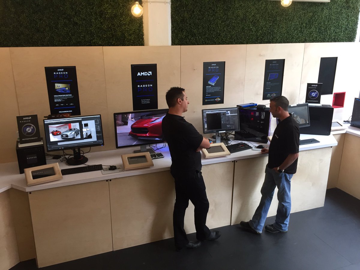 sandboxhq's tweet photo. It's about @AMD today. A full showcase of how they power the world's coolest technology. #radeonpro #tech #vr https://t.co/f1x1ZiEgkm