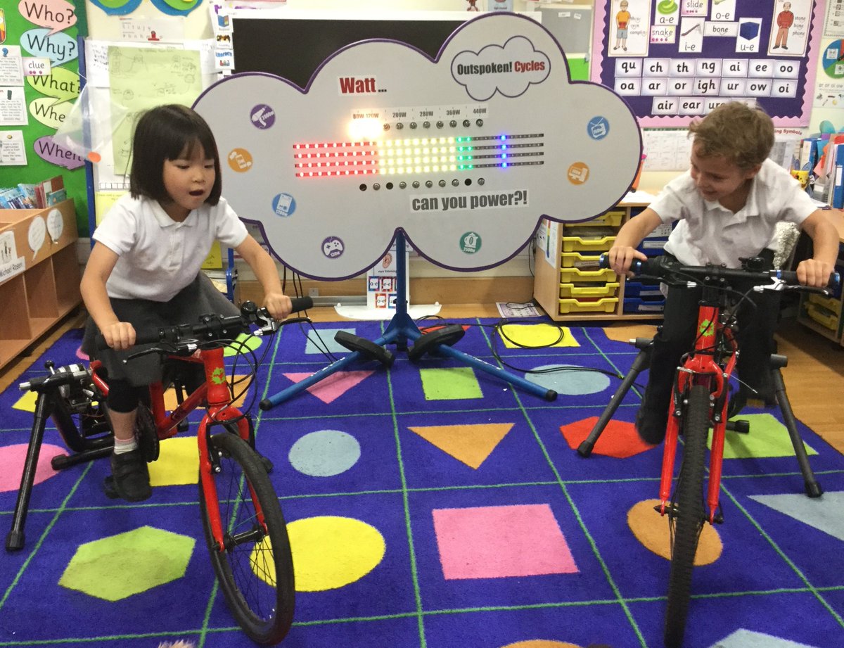 OrchardParkSch's tweet photo. Butterflies are cycling hard and fast to see who can generate the most energy on the Watt bikes. @Outspokencycle #bikeabilityplus https://t.co/XZbstuwn6U