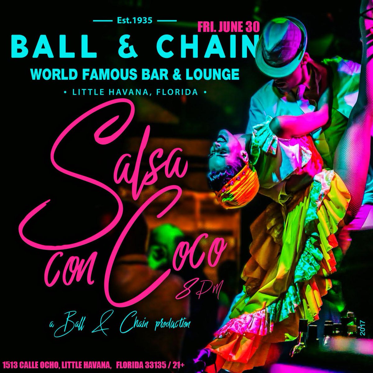 BallAndChainBar's tweet photo. TONIGHT: #SalsaNight with #LiveSalsa &amp; a #SalsaClass; TOMORROW: @gopalo + a #SalsaConCoco #danceshow! #LittleHavana #NoCover https://t.co/gKS5n6lfYU