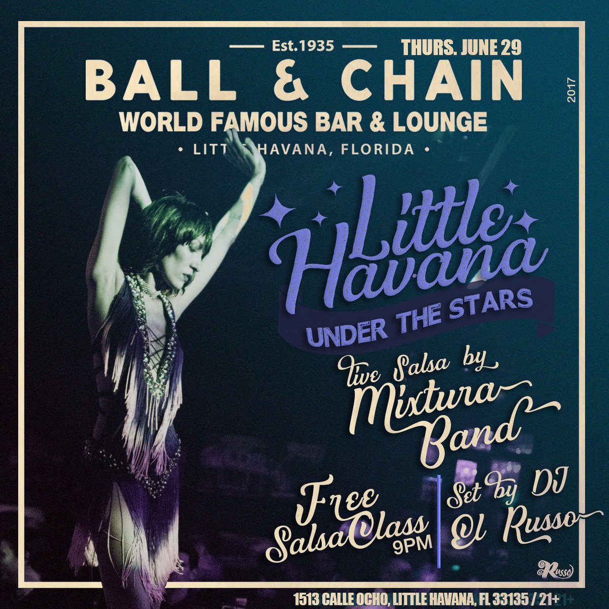 BallAndChainBar's tweet photo. TONIGHT: #SalsaNight with #LiveSalsa &amp; a #SalsaClass; TOMORROW: @gopalo + a #SalsaConCoco #danceshow! #LittleHavana #NoCover https://t.co/gKS5n6lfYU