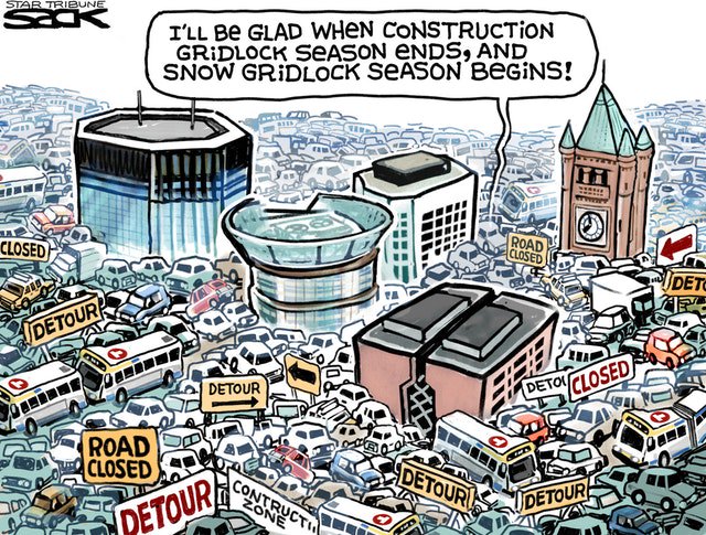 StarTribune's tweet photo. Steve Sack on Minnesota traffic... https://t.co/CBQ3CiwsWe https://t.co/LOVXw94rbq