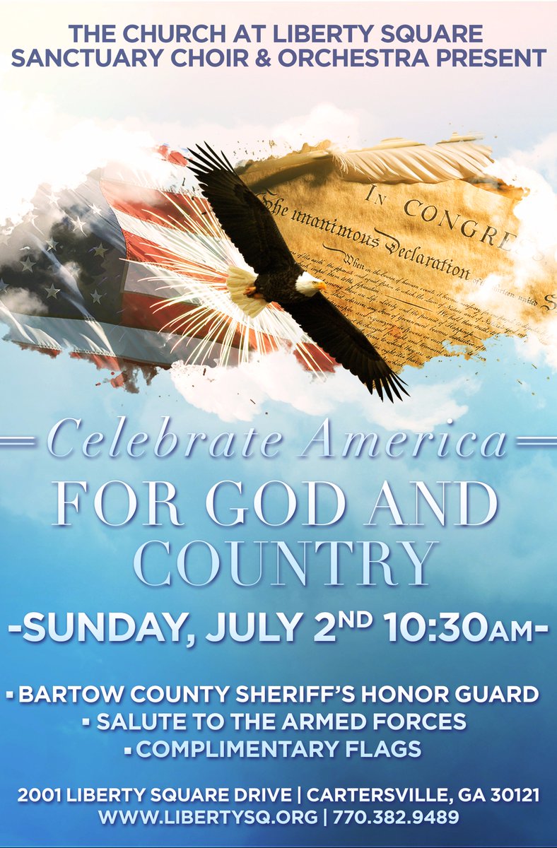 LibertySqChurch's tweet photo. Join us as we celebrate our great nation's independence Sunday!. #landofthefree #becauseofthebrave #forgodandcountry #celebrateamerica https://t.co/3nwpqDTS8J