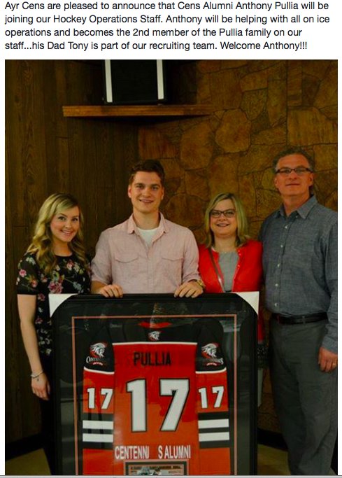 Ayr Cens welcome <a href="/aPullia/">Anthony Pullia</a> to the Hockey Ops <a href="/TheAyrNews/">The Ayr News</a> <a href="/northdumfries/">Township of North Dumfries</a> @TPullia #CensAlumni <a href="/jdpurds/">Jay Purdon</a> <a href="/DennisMillward1/">DennisMillward</a>